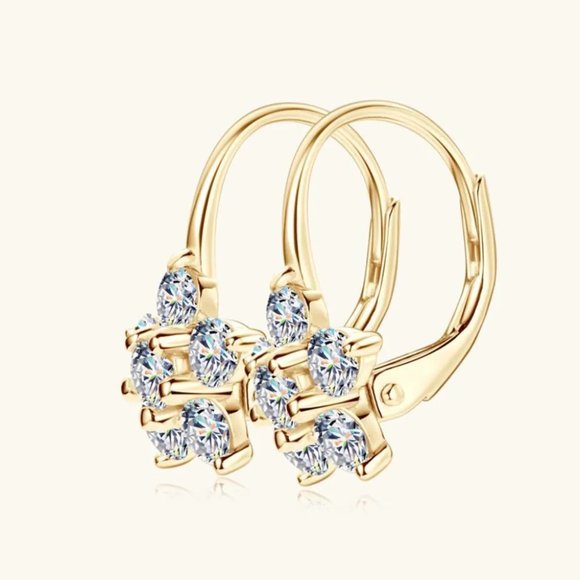 1.2 Carat 925 Sterling Silver Moissanite Flower Huggie Earrings - Picture 3 of 10